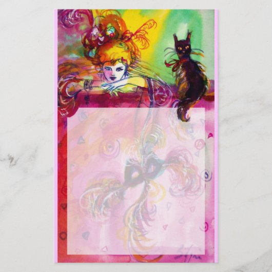 黒猫の女性/ベネチアンマスカレード 便箋 (正面)