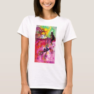 黒猫の女性/ベネチアンマスカレード Tシャツ