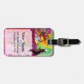 黒猫の女性/マルディグラスマスカレードマスク ラゲッジタグ (正面横)