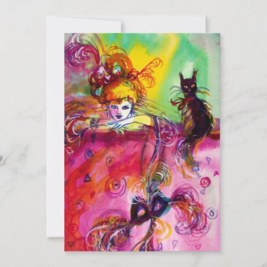 黒猫の女性 / マーディ・グラス・マスカレードパーティ 招待状 (正面)
