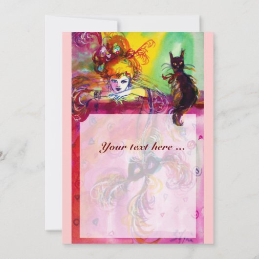 黒猫の女性 / マーディ グラース・マスカレードパーティ 招待状 (裏面)