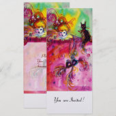 黒猫の女性 / マーディ グラース・マスカレードパーティ 招待状 (正面/裏面)