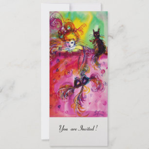 黒猫の女性 / マーディ グラース  マスカレード パーティー 招待状