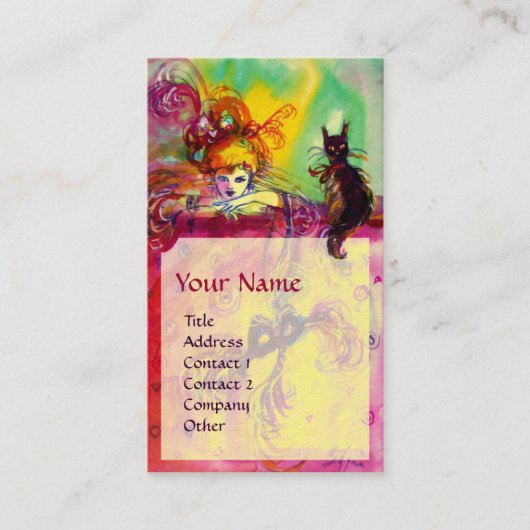 黒猫の女性/ヴェネツィアの仮面舞踏会 名刺 (正面)