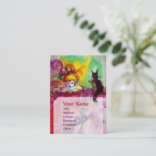 黒猫の女性/ヴェネツィアの仮面舞踏会 名刺 (スタンド正面)