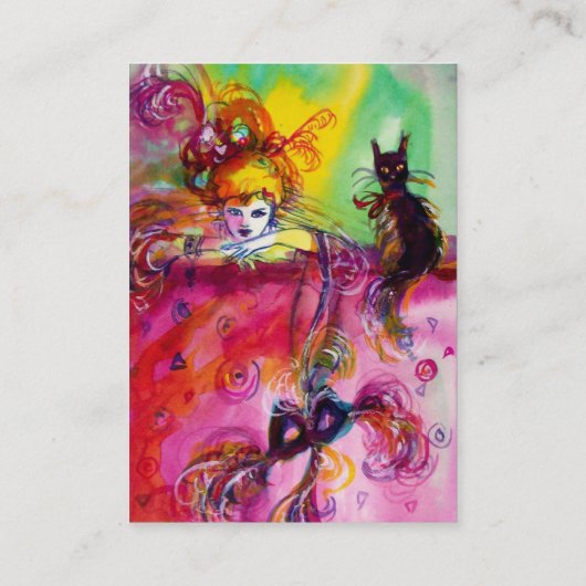 黒猫の女性/ヴェネツィアの仮面舞踏会 名刺 (裏面)