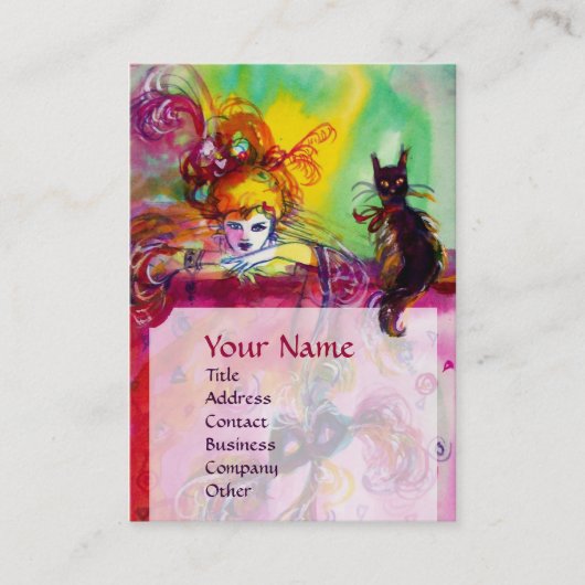 黒猫の女性/ヴェネツィアの仮面舞踏会 名刺 (正面)