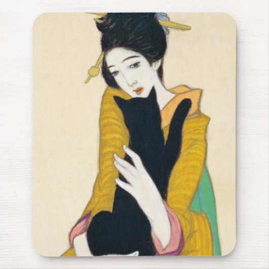 黒猫の女性・竹久夢二 マウスパッド (正面)