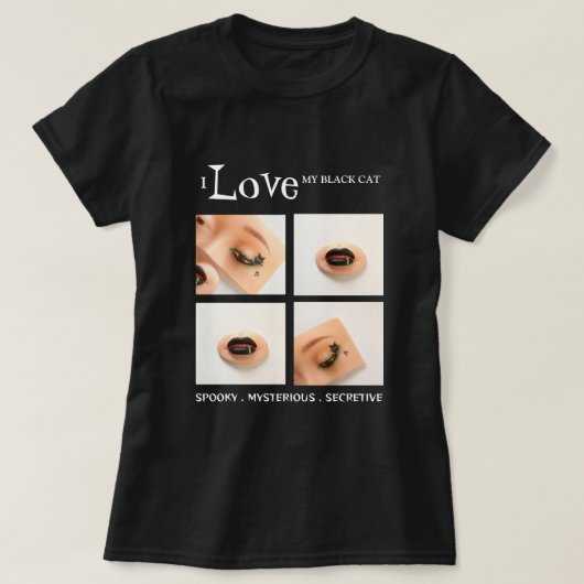 黒猫の女性 Tシャツ (デザイン正面)