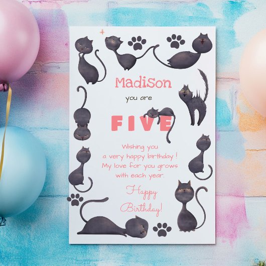 黒猫の子供 誕生日おめでとう カード