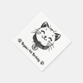 黒猫の子猫の誕生日パーティー   スタンダードカクテルナプキン (角)