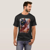 黒猫の子猫アメリカ国旗鷲7月4日独立記念日 Tシャツ (正面フル)