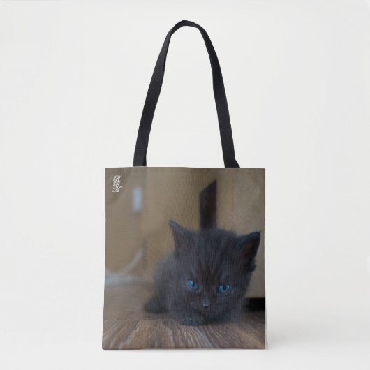 黒猫の子猫 トートバッグ (正面)