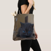 黒猫の子猫 トートバッグ (クローズアップ)