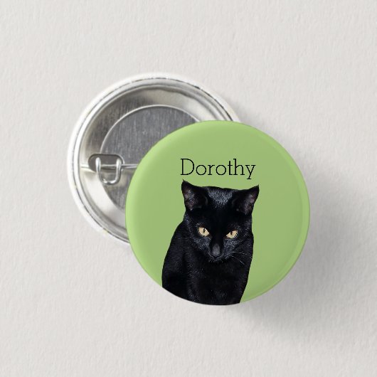 黒猫の実質の写真のパーソナライズなPinbackボタン 缶バッジ (正面&裏面)