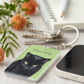 黒猫の実質の写真パーソナライズな一流のKeychain キーホルダー (正面右)