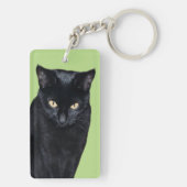 黒猫の実質の写真パーソナライズな一流のKeychain キーホルダー (裏面)