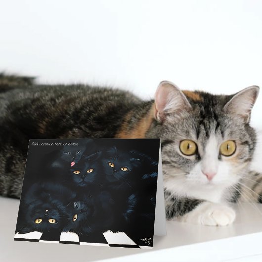 黒猫の寄り添い ふわふわの猫たち かわいい カード