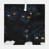 黒猫の寄り添い ふわふわの猫たち ガラスオーナメント (裏面)