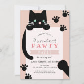 黒猫の少女 ピンクの誕生日 招待状 (正面)