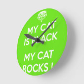 黒猫の岩 ラウンド壁時計 (傾斜)