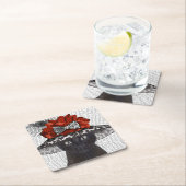 黒猫の帽子 スクエアペーパーコースター (インサイチュ)