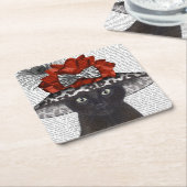 黒猫の帽子 スクエアペーパーコースター (アングル)