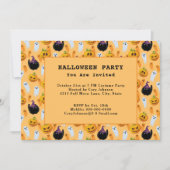 黒猫の幽霊 ジャック・オ・ランタン ハロウィンパーティー 招待状 (正面)