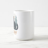 黒猫の心地よい冬の雪 コーヒーマグカップ (中央)