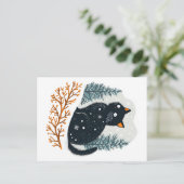 黒猫の心地よい冬の雪 シーズンポストカード (スタンド正面)