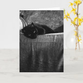 黒猫の心地よい挨拶状 カード (黄色い花)