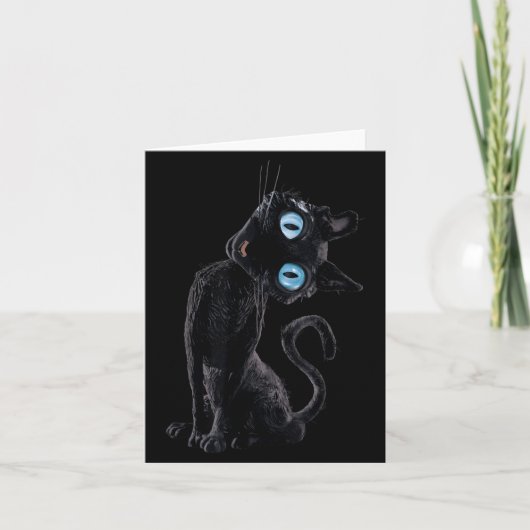 黒猫の怠け者かわいいミームボタン目キティラバーズ カード (正面)