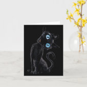 黒猫の怠け者かわいいミームボタン目キティラバーズ カード (黄色い花)