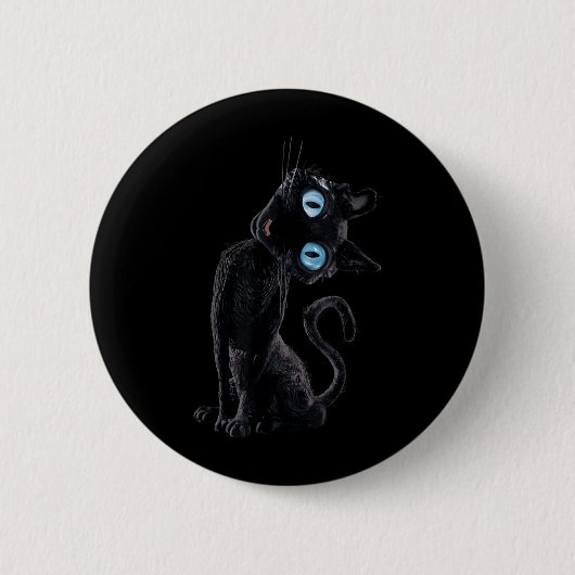 黒猫の怠け者かわいいミームボタン目キティラバーズ 缶バッジ (正面)