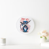 黒猫の恋 ラウンド壁時計 (ホーム)