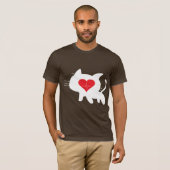 黒猫の愛を表現したミニマルなデザイン - 猫のハートビート Tシャツ (正面フル)