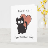 黒猫の感謝の日 カード (黄色い花)