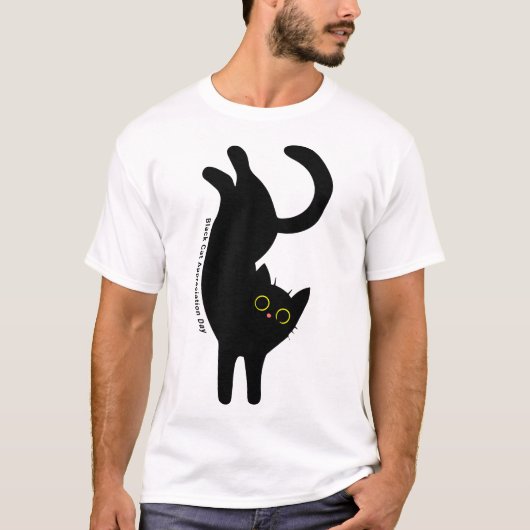 黒猫の感謝の日、漫画 Tシャツ (正面)