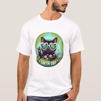 黒猫の手のサイン Tシャツ