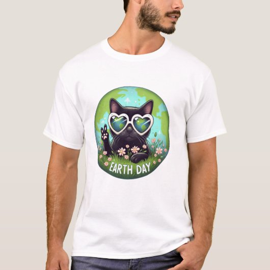 黒猫の手のサイン Tシャツ (正面)
