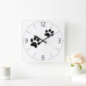 黒猫の手跡 スクエア壁時計 (ホーム)