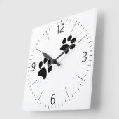 黒猫の手跡 スクエア壁時計 (傾斜)