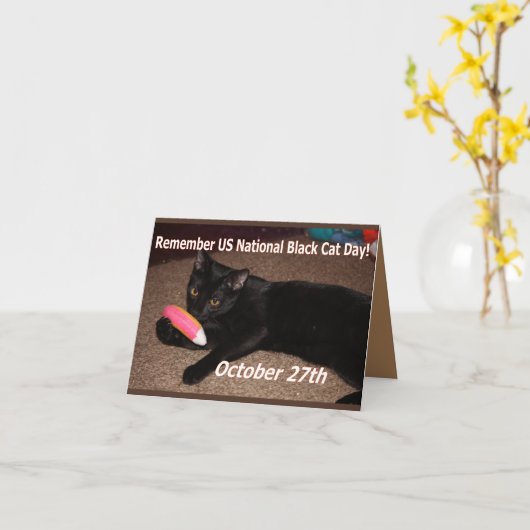 黒猫の日 カード (黄色い花)
