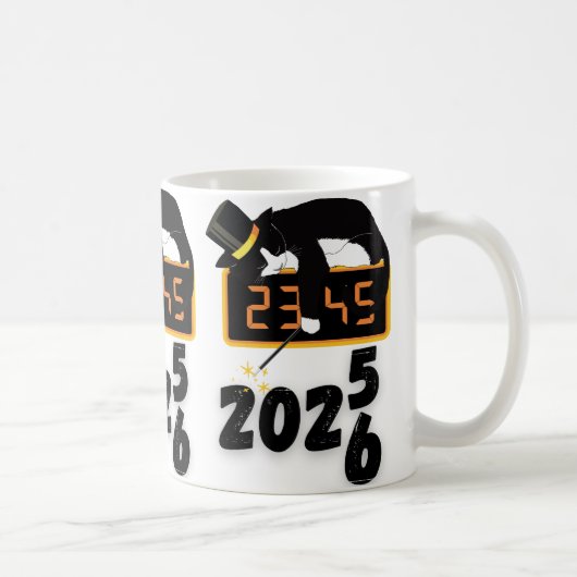 黒猫の明けましておめでとうございます  コーヒーマグカップ (右)