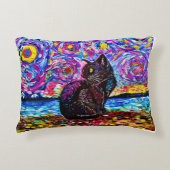 黒猫の星空の夜 アクセントクッション (正面)