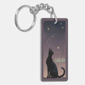 黒猫の星空 天体ネコのアートギフト  キーホルダー (正面左)