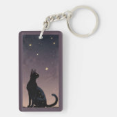 黒猫の星空 天体ネコのアートギフト  キーホルダー (裏面)
