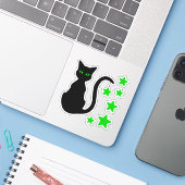 黒猫の星 ビニールステッカー シール (ノートパソコンとiPhone)