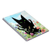 黒猫の春の熱狂: 子猫と花 ノートブック (右側)