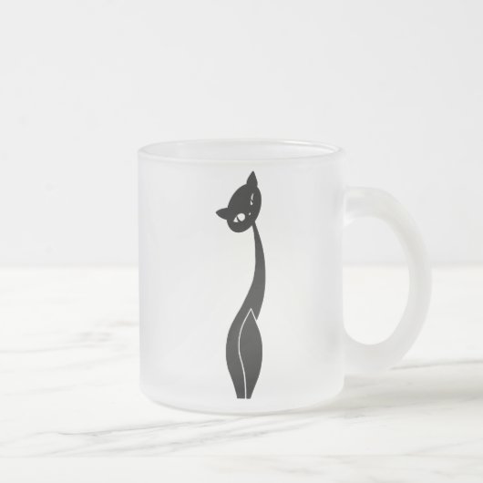 黒猫の曇らされたガラスのマグ フロストグラスマグカップ (右)